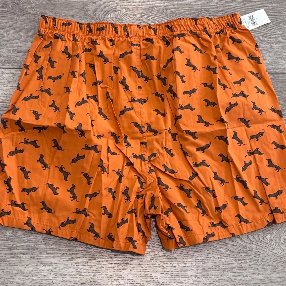 Banana Republic Boxers Mens XL Orange Dachshund Dog Print Cotton Underwear NEW